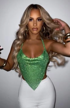 C.F NEW ARRIVALS Valery Diamante Top - Green