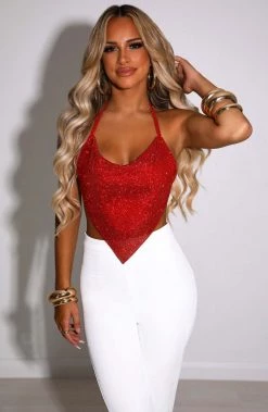 C.F NEW ARRIVALS Valery Diamante Top - Red