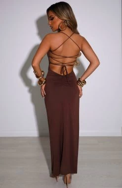 S.D NEW ARRIVALS Victoria Maxi Dress - Chocolate