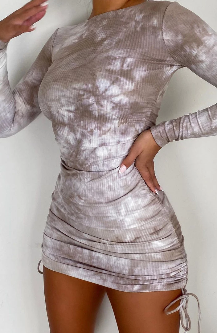 L.F Chrissy Mini Dress - Brown Tie Dye