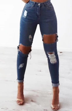 W.K Honey Crush Jeans High Waisted - Blue Denim NEW ARRIVALS