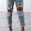 W.K NEW ARRIVALS Tiana Boyfriend Jeans - Light Blue