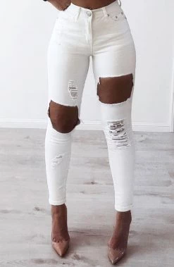 W.K Honey Crush Jeans High Waisted - White NEW ARRIVALS