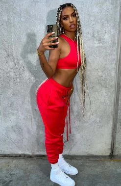 M.T NEW ARRIVALS Ivy Luxe Trackpant - Red