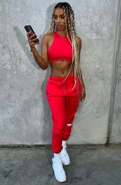 M.T NEW ARRIVALS Ivy Luxe Trackpant - Red