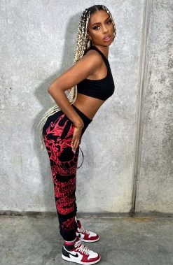 L.F Riri Dragon Trackpants - Black