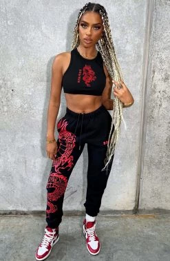 L.F Riri Dragon Trackpants - Black