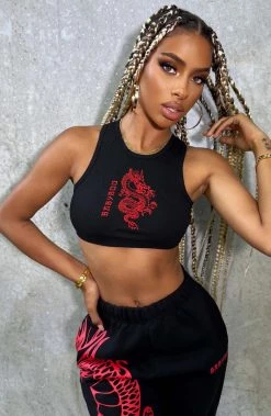 Y.Z NEW ARRIVALS Riri Dragon Crop - Black