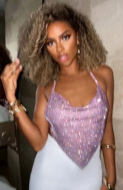 C.F Valery Diamante Top - Baby Pink