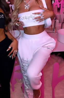 Z.Y Yasmin Diamante Trackpants - White NEW ARRIVALS