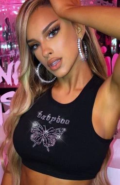 Z.Y Sasha Diamante Crop - Black BACK IN